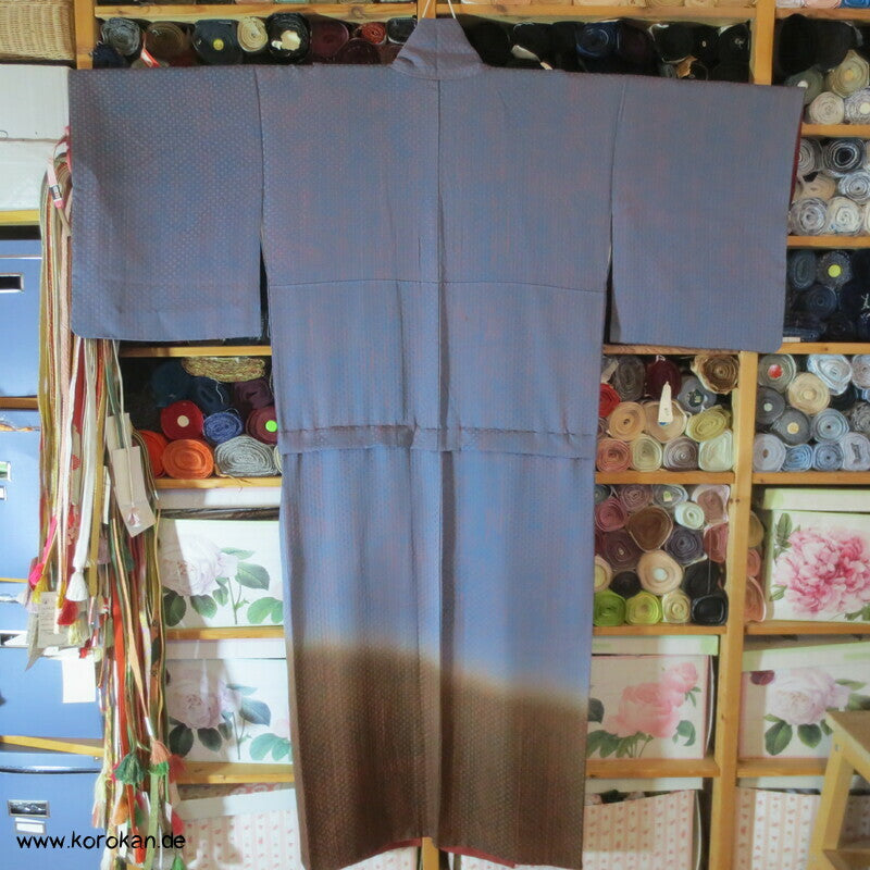 Farbverlauf über feinen Streifen Homongi / Irotomesode Seidendamast Kimono