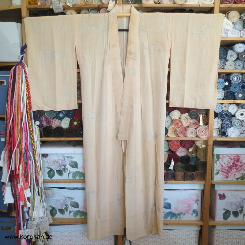 silberne Koi in blauem Wasser Araihari Kimono Seidenjacquard Decoupé Georgette