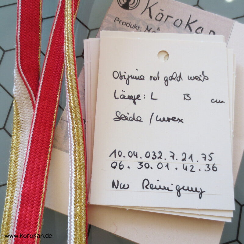 gold weiß roter Obijime, geflochten