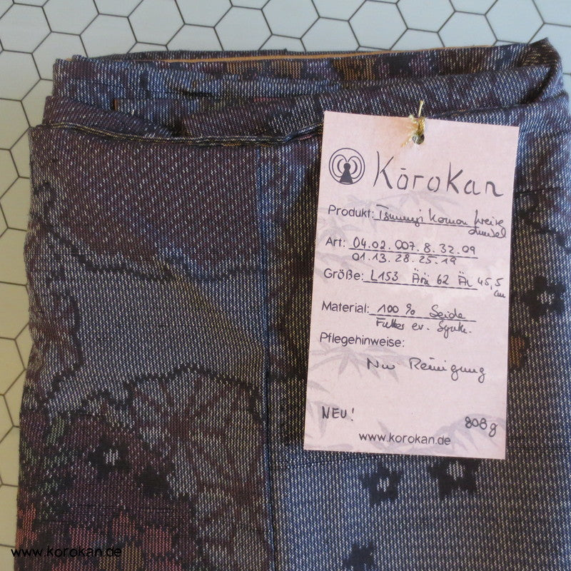 Schneeflocken, Blumen Kasuri Tsumugi Seiden Kimono