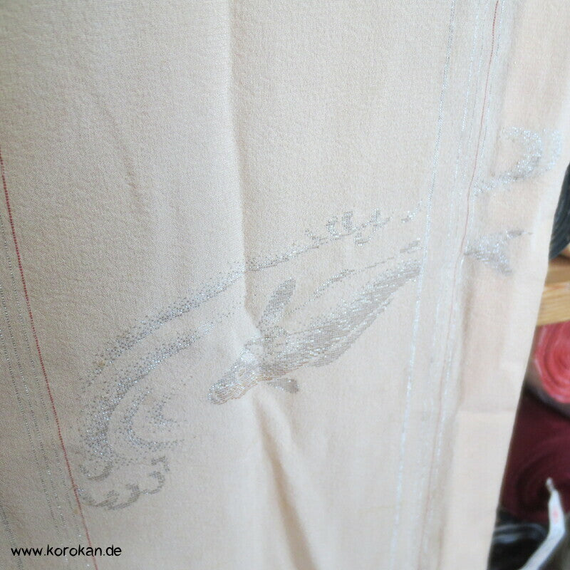 silberne Koi in blauem Wasser Araihari Kimono Seidenjacquard Decoupé Georgette