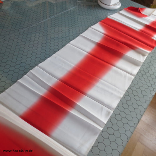 Hakkake Bokashi rot - weiß unteres Kimono Futter