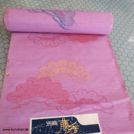 Kimono Tanmono Stoffrolle Wollmisch Jacquard Pinien in fliederrosa