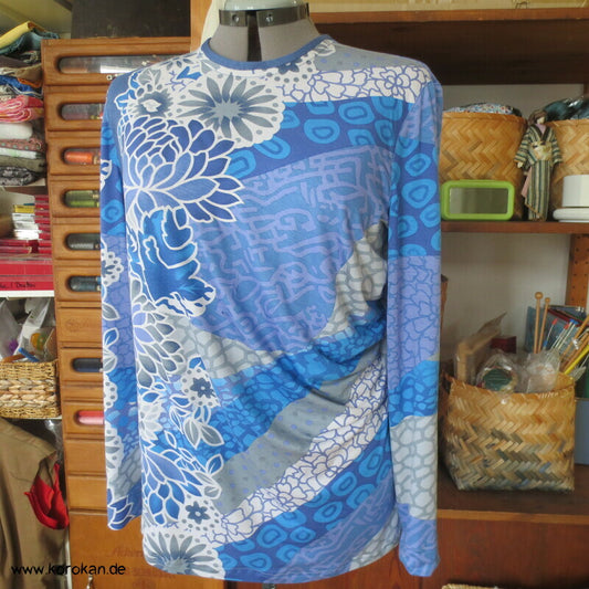 Blüten seitliche Raffung links, langarm T Shirt Viskosejersey