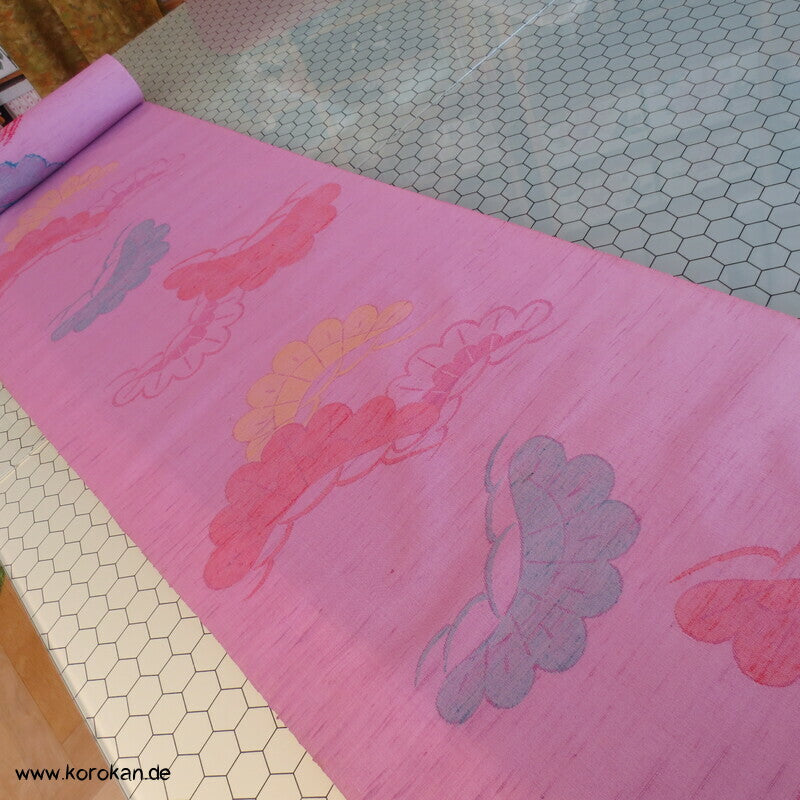 Kimono Tanmono Stoffrolle Wollmisch Jacquard Pinien in fliederrosa