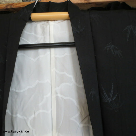 gewebter Bambus schwarze Haori Kimono Jacke