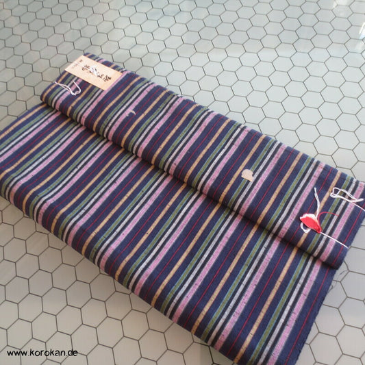 japanischer lila blaue Streifen Kimono Boro Arbeitsmantel Baumwollstoff, dick