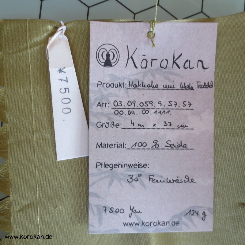 Hakkake khaki Honan Seide unteres Kimono Futter - mit Troddeln
