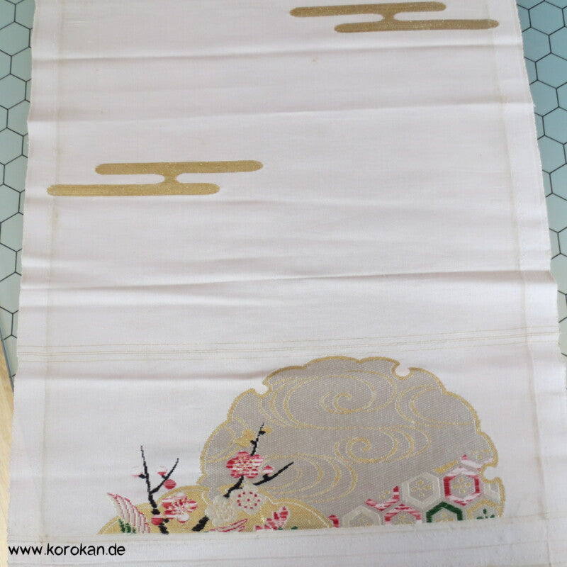 Blumenrondelle Araihari Kimono Seiden Obi Brokat