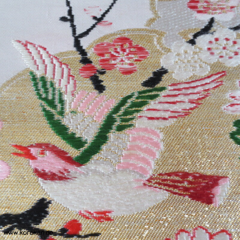 Blumenrondelle Araihari Kimono Seiden Obi Brokat
