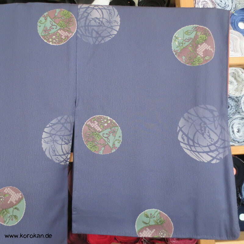 Mondkreise auf grau - lila Komon Kimono