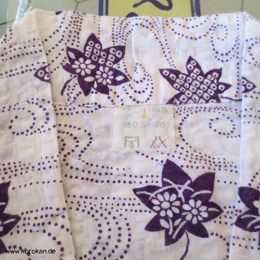 Nemaki Schlaf Kimono reine Baumwolle Seersucker mit lila Ahornblättern