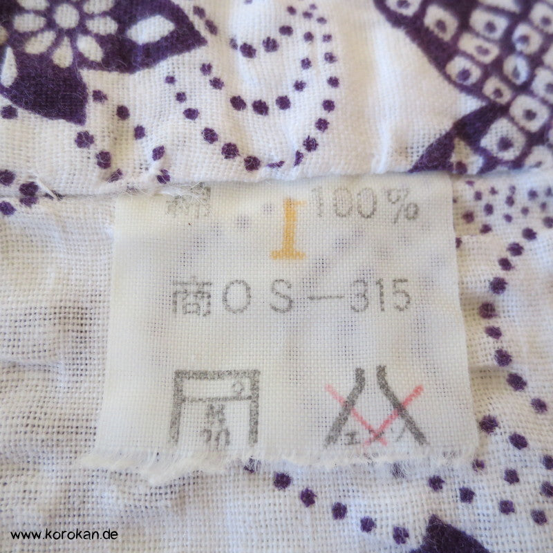 Nemaki Schlaf Kimono reine Baumwolle Seersucker mit lila Ahornblättern