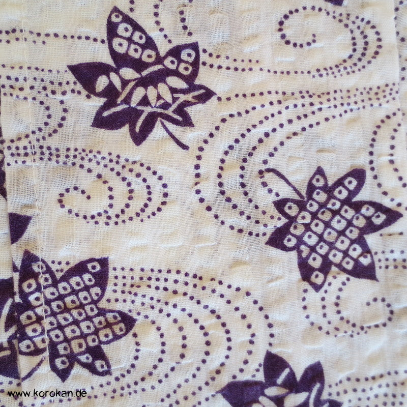 Nemaki Schlaf Kimono reine Baumwolle Seersucker mit lila Ahornblättern