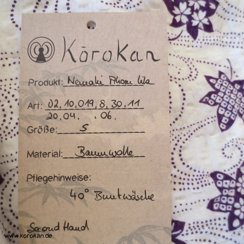 Nemaki Schlaf Kimono reine Baumwolle Seersucker mit lila Ahornblättern