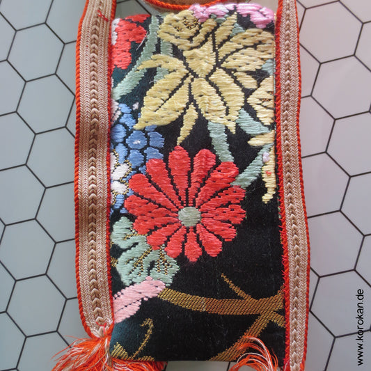 Lesebrillen Umhängetäschchen - Obijime mit Uchikake Seidenbrokat