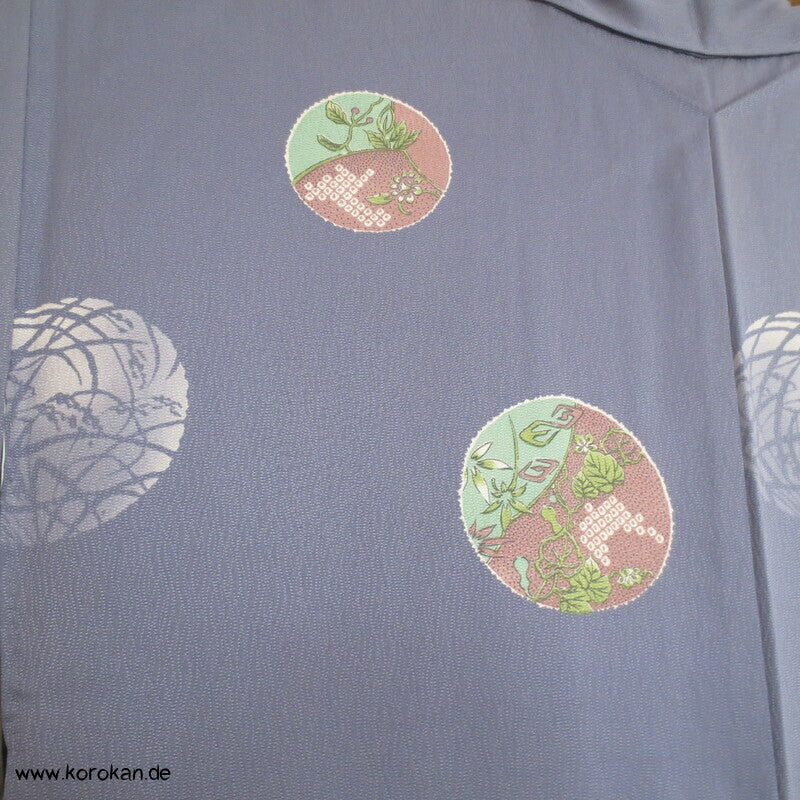 Mondkreise auf grau - lila Komon Kimono