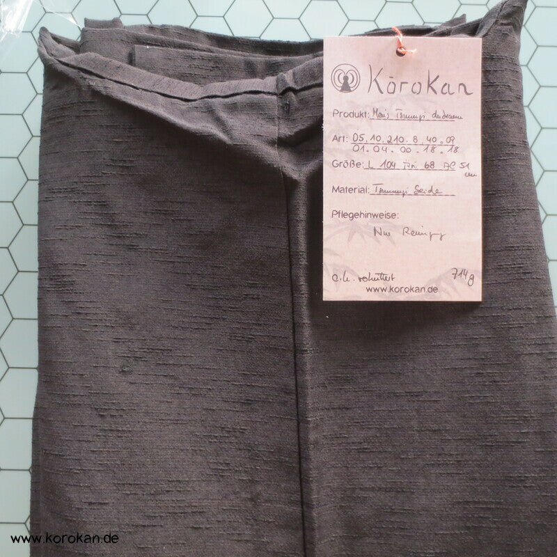 grobe Tsumugiseiden Haori Kimono Jacke, dunkelbraun