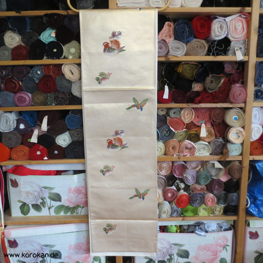 bunte Mandarinenten Fukuro Obi, Goldbrokat Kimonogürtel