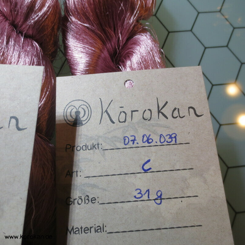 rosamauve Seidengarn zum Weben aus japanischer Obi Werkstatt