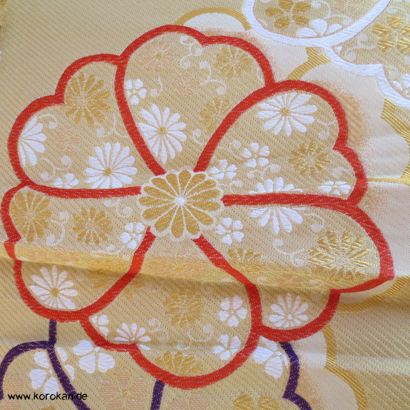 Ume gold Ichikura Brokat , Fukuro Obi Material