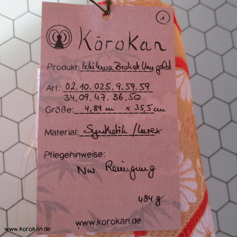 Ume gold Ichikura Brokat , Fukuro Obi Material