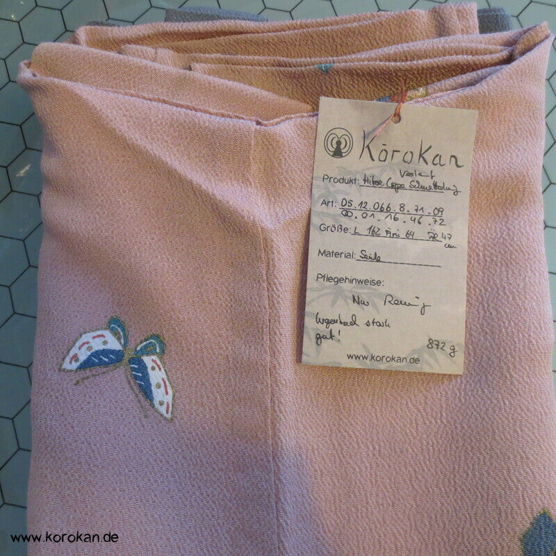 Schmetterlinge, Kamelien Homongi Hitoe Kimono dicker Seiden Chirimen Crepe