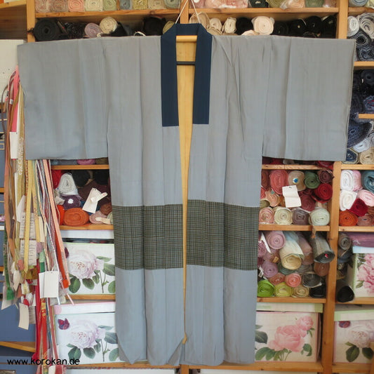 Karo Streifen auf Rinzu Seidendamast Fuji san Männer Juban Unterkimono