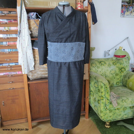 Kimono Kleid aus Seide / Hanf / Ramie Kasuri Tsumugi
