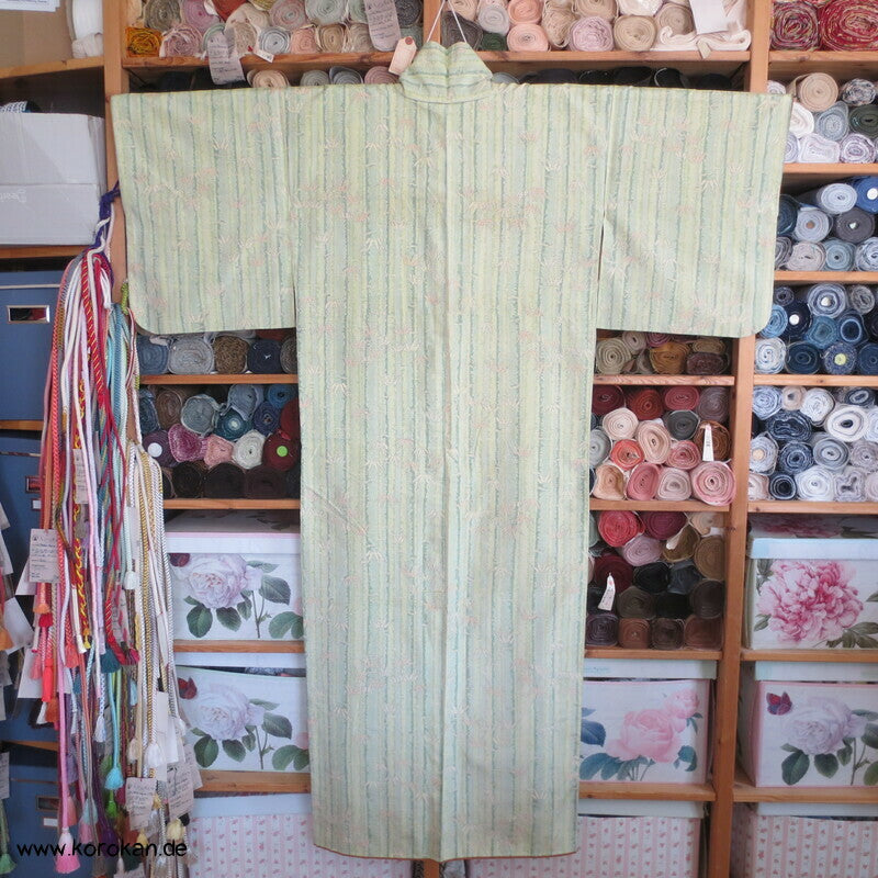 Tsumugi Seiden Kasuri Bambusmuster Kimono