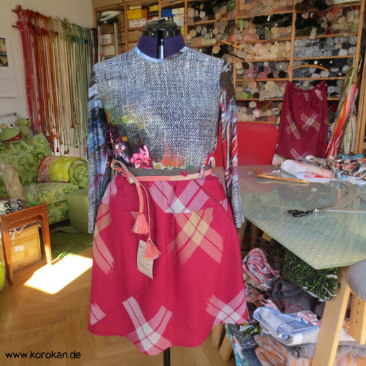 Bias Cut Rock aus Kimono Seide Tsumugi