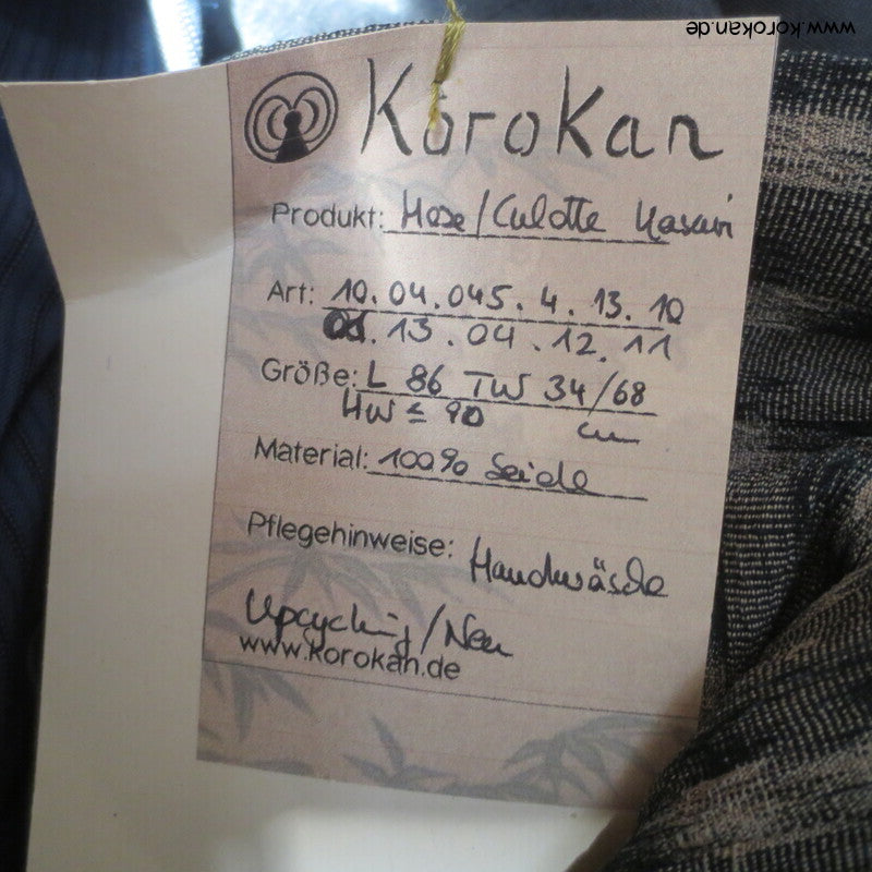 Culotte Hose aus feinem Kimono Seiden Krepp mit Kasuri Muster
