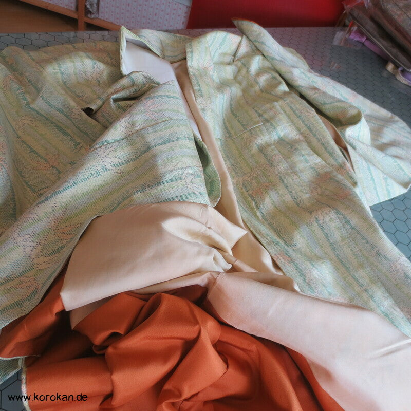 Tsumugi Seiden Kasuri Bambusmuster Kimono