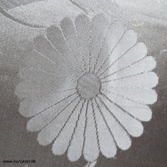 schwarz - Chrysanthemen Obi Seidendamast