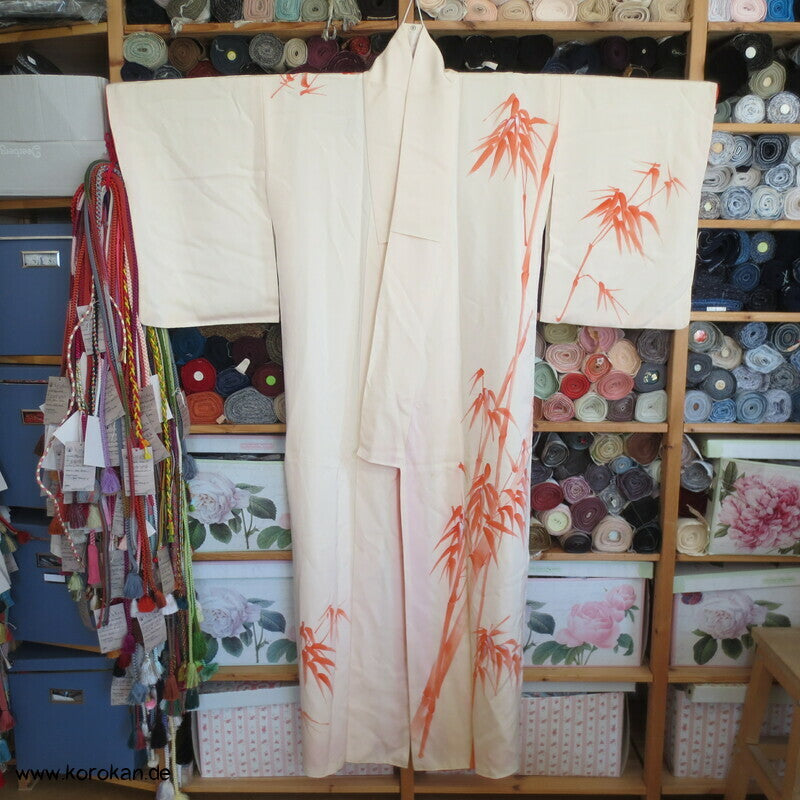 handgemalter Bambus Seidencrepe Homongi Kimono