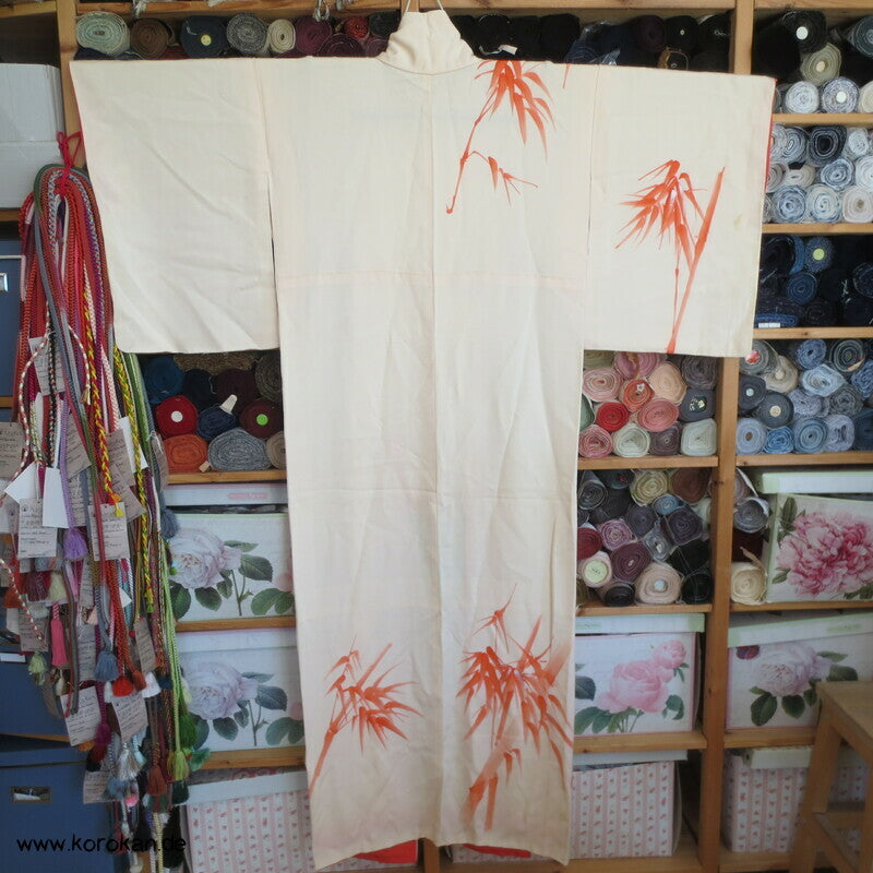 handgemalter Bambus Seidencrepe Homongi Kimono