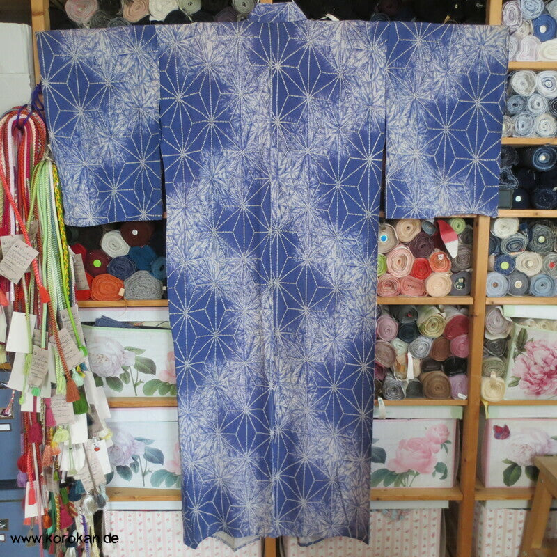 Asanoha Batik Shibori Hitoe Kimono, Rho Seide