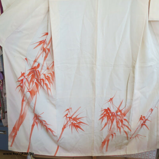 handgemalter Bambus Seidencrepe Homongi Kimono