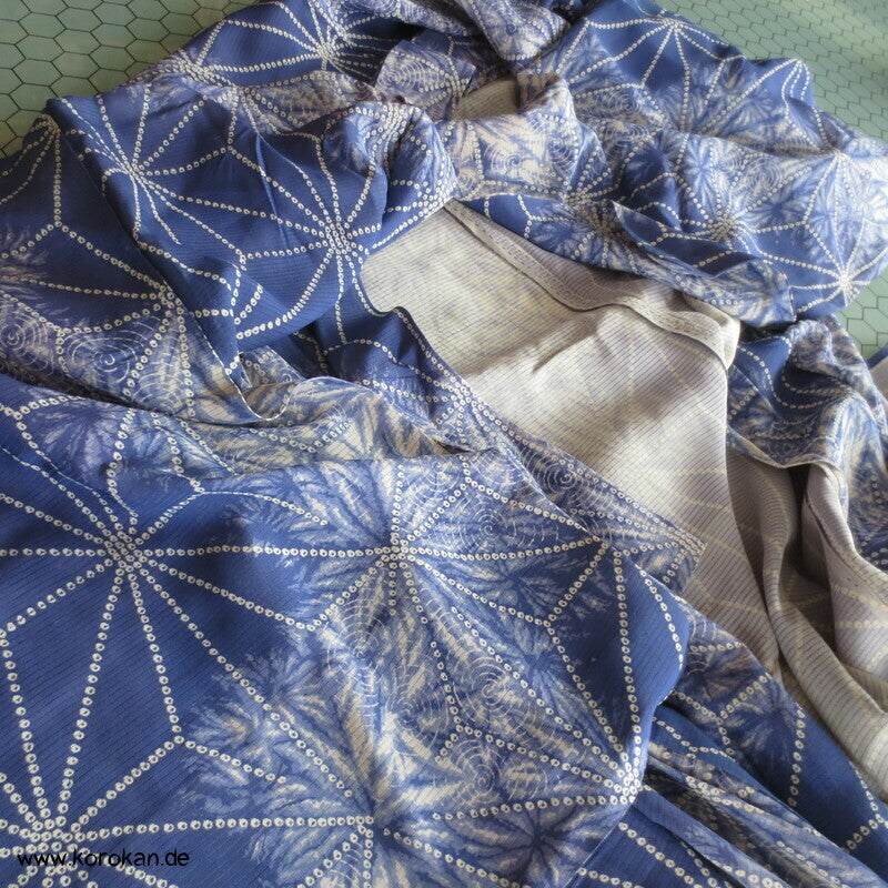 Asanoha Batik Shibori Hitoe Kimono, Rho Seide