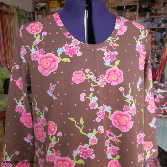 A Linien Shirt aus Stenzo Baumwolljersey Blumen, Vögel