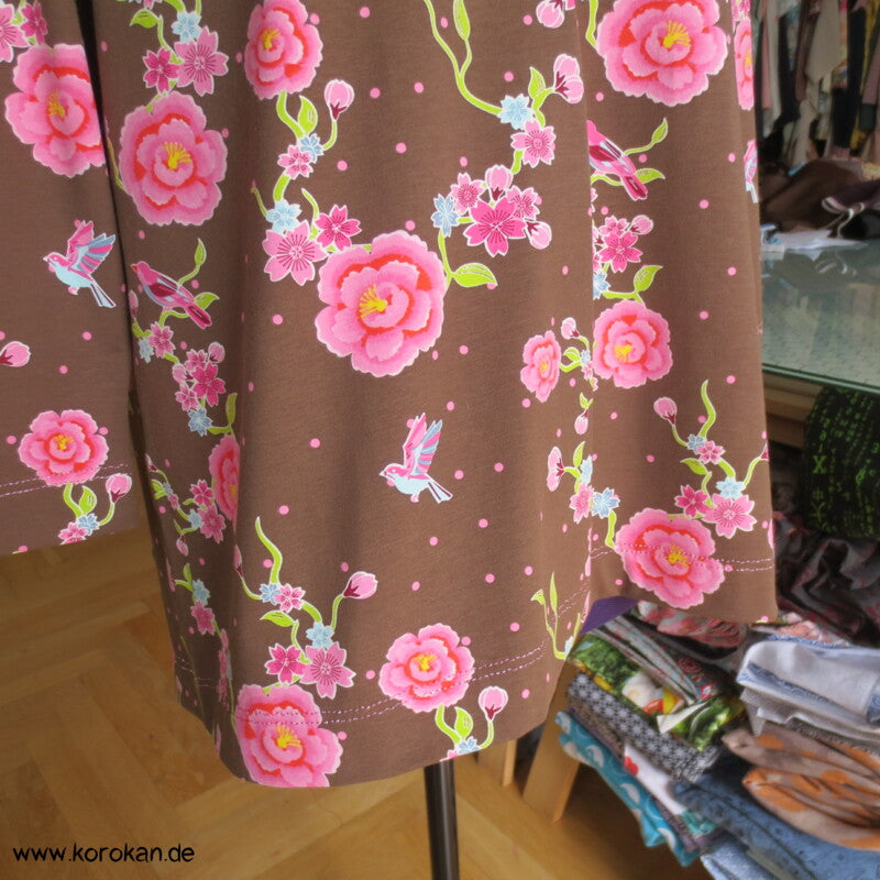 A Linien Shirt aus Stenzo Baumwolljersey Blumen, Vögel