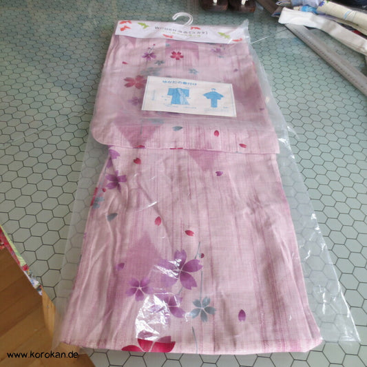 altrosa Sakura Yukata - ungefütterter Kimono aus Baumwolle