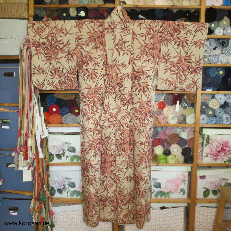 Winterbambus Komon Kimono, Rinzu Damast Seide