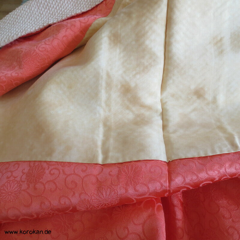 allover Fächermuster mit Farbverlauf Full Shibori Seidendamast Furisode Kimono