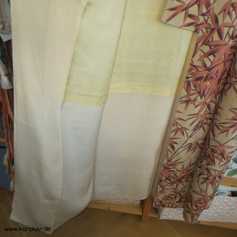 Winterbambus Komon Kimono, Rinzu Damast Seide