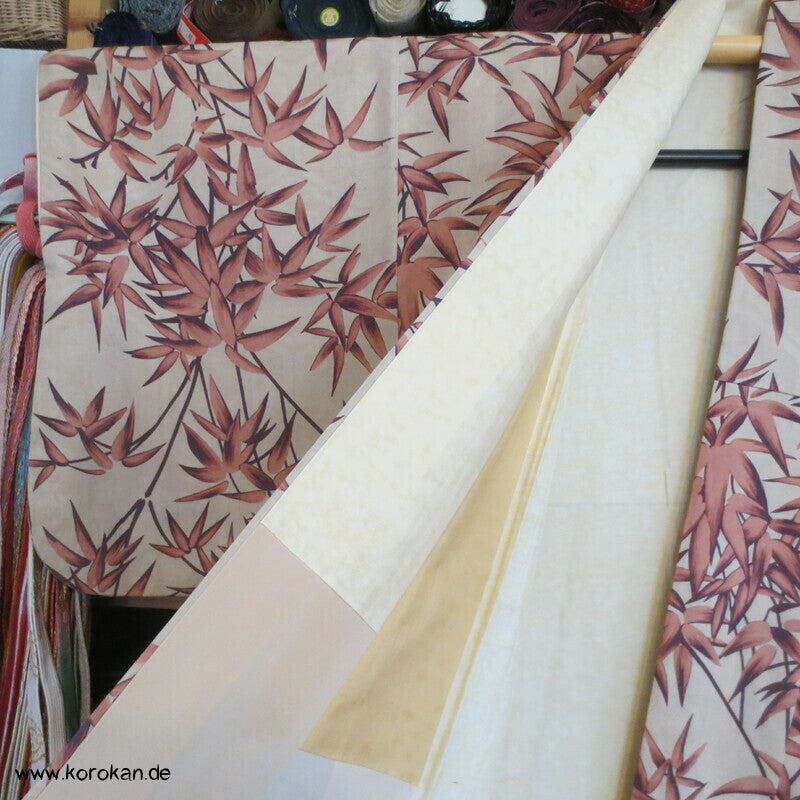 Winterbambus Komon Kimono, Rinzu Damast Seide