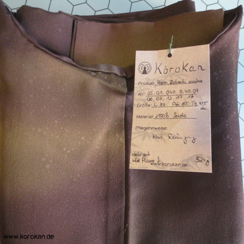 Bokashi Farbverlauf braun-oliv Seidendamast Haori Kimono Jacke