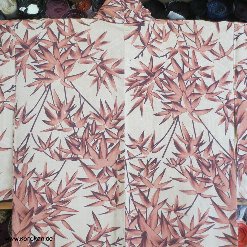 Winterbambus Komon Kimono, Rinzu Damast Seide