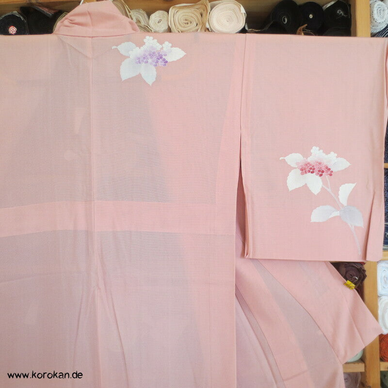 Hydrangea Hitoe Tsukesage Kimono, Rho Seide