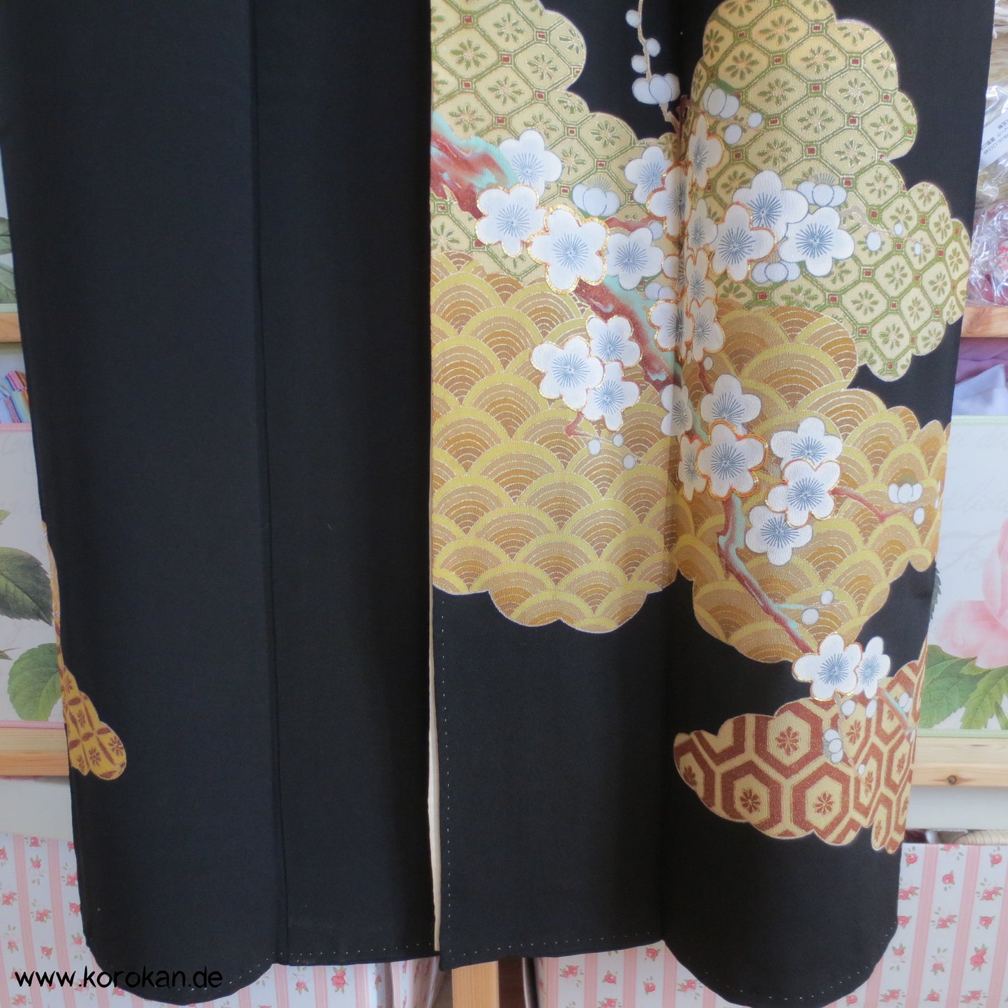 Kirschblüten Wolken Tomesode Seiden Kimono